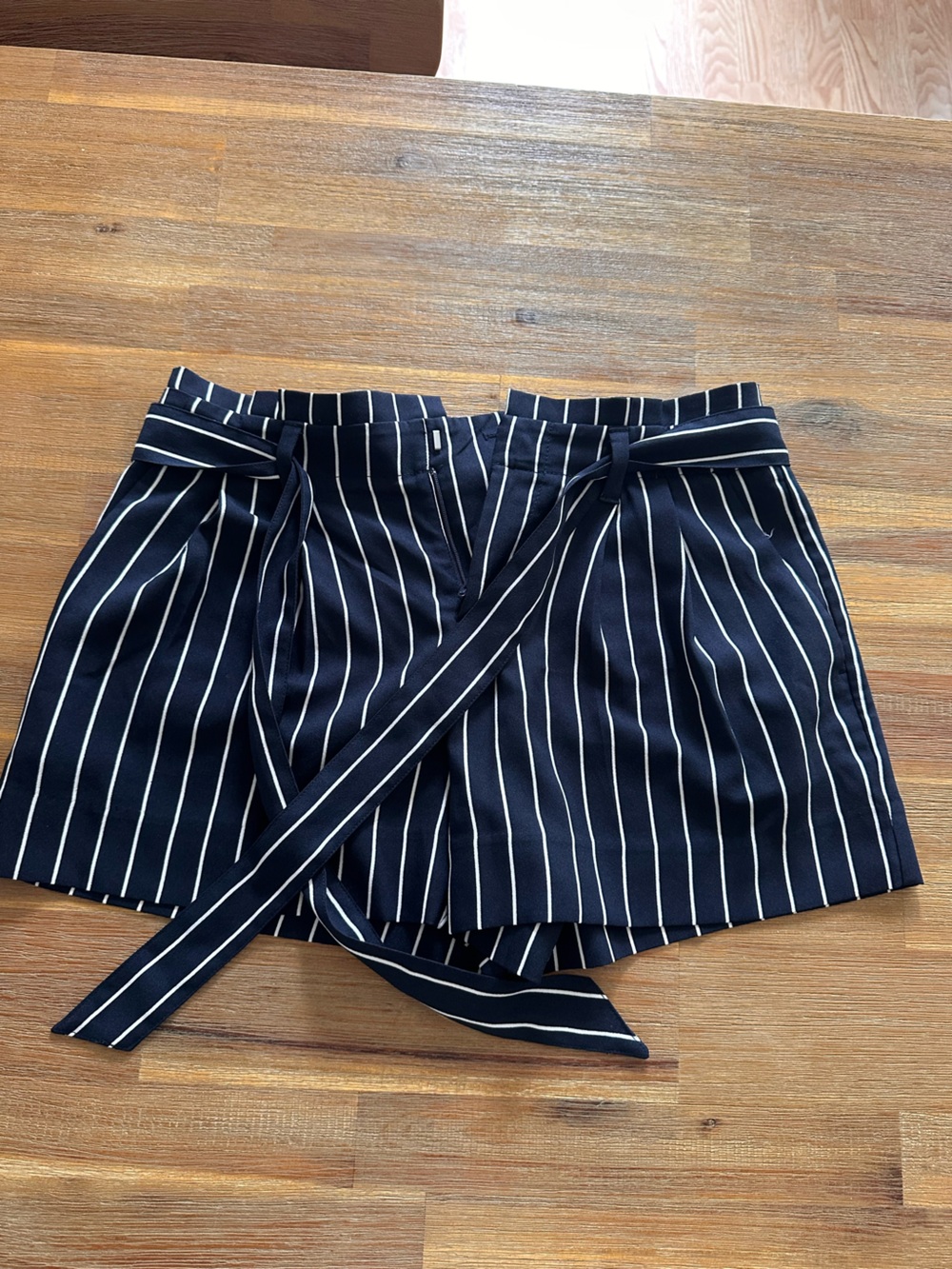 Banana Republic Navy and White Striped Shorts with Tie Waist